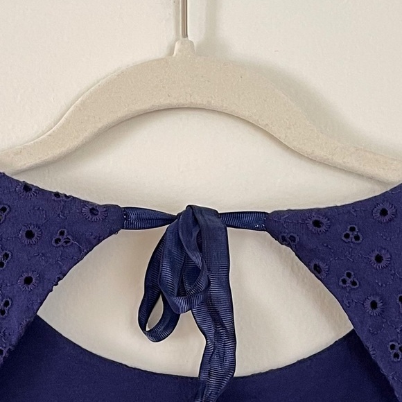 Free People Apricot Rose Puff Sleeve Eyelet Dress Living Indigo Size Medium NWT - Picture 10 of 10